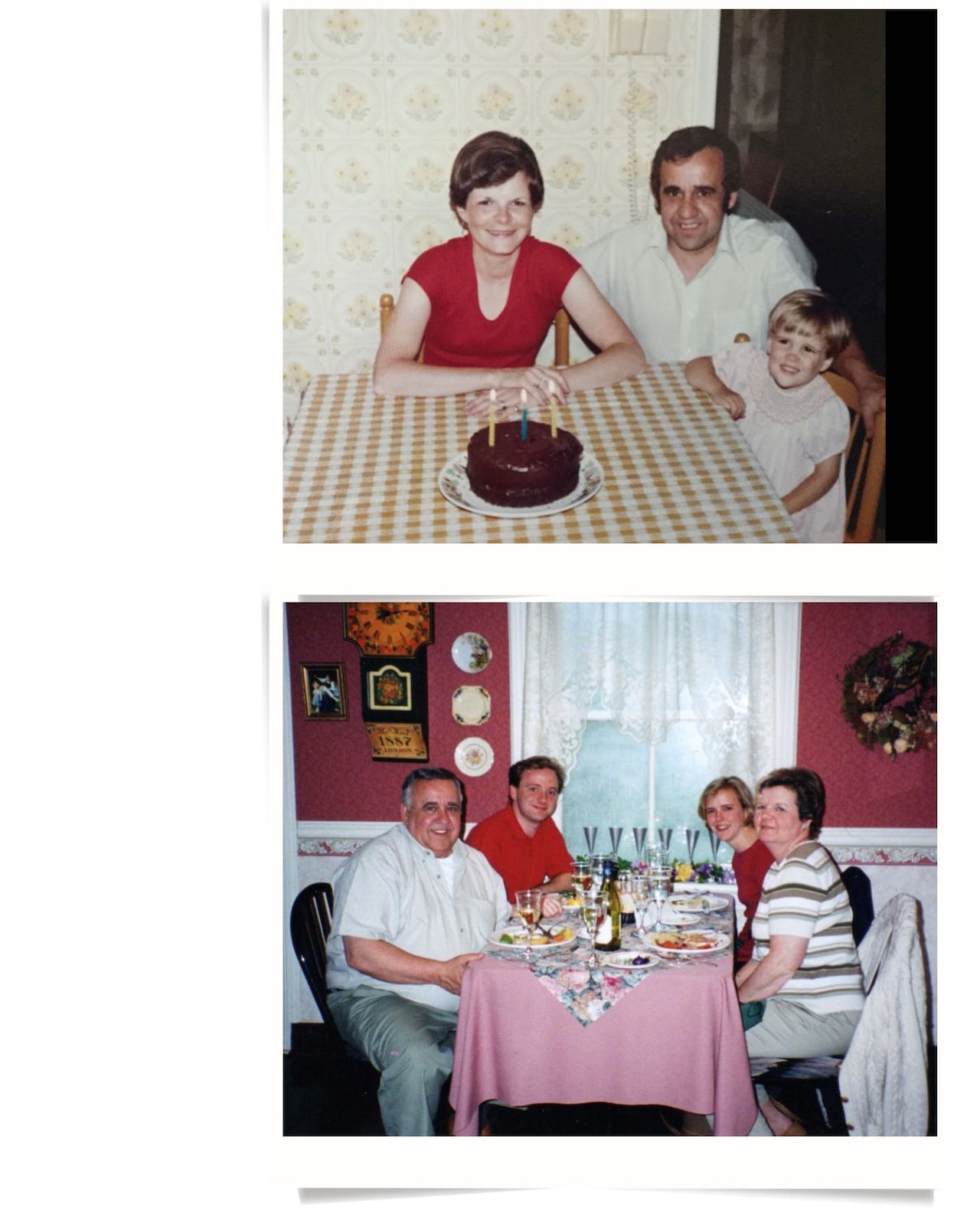Three family pictures from Nicole Robichaud that show her family's celebrations over the years.